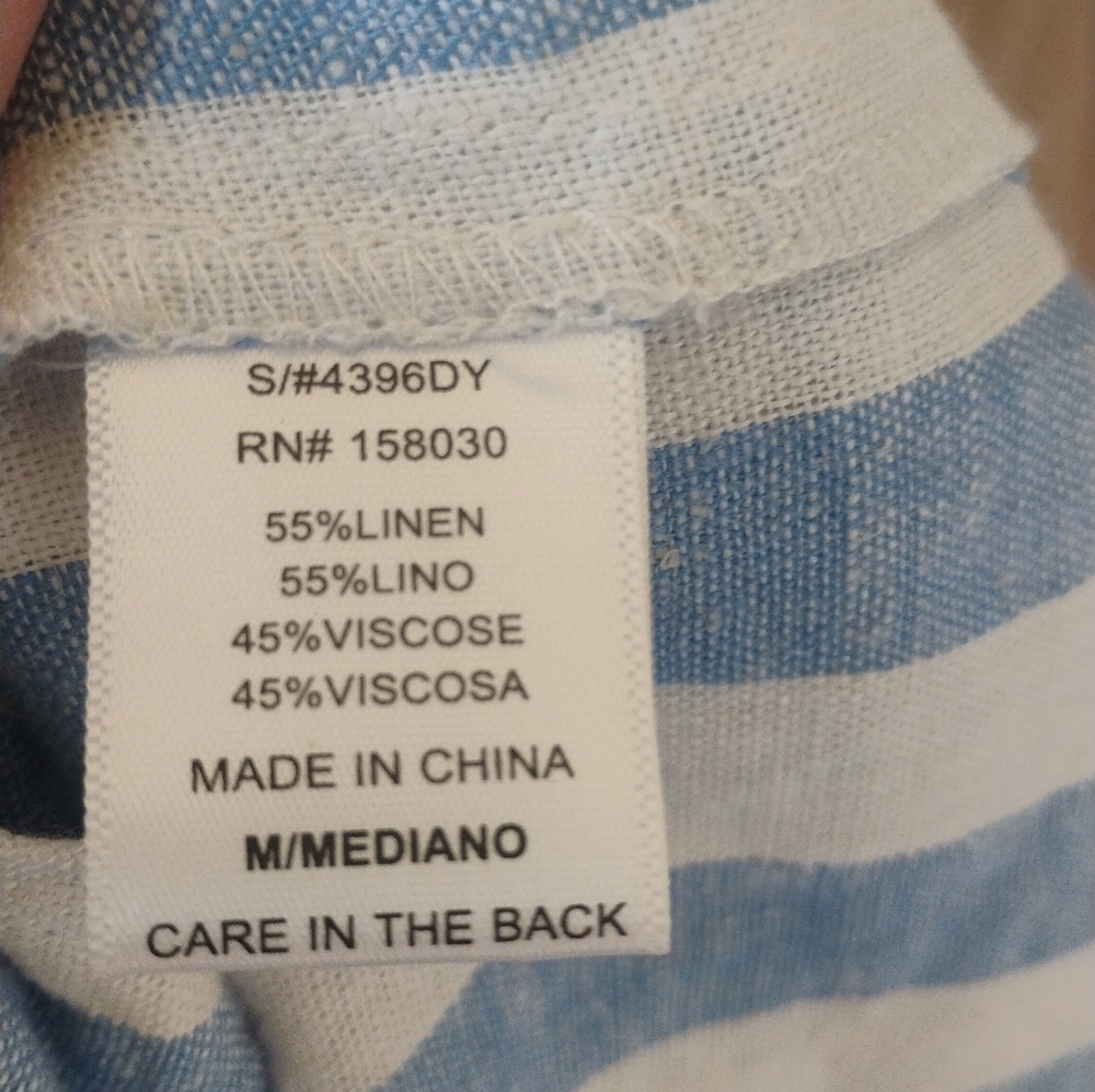 Love Tree Women's Striped Linen Blend Dress Size M NWT - Picture 4 of 6